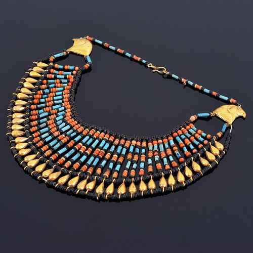 Egyptian Inspired Turquoise & Coral Necklace 