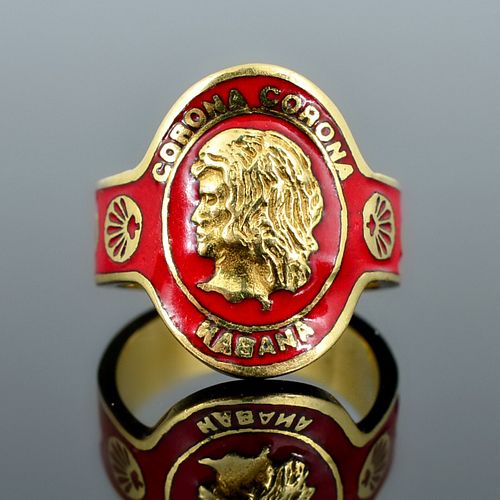 Cartier 18K Gold & Enamel Cigar Ring