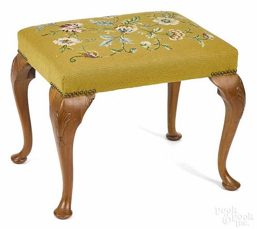 George II style mahogany footstool 18'' h., 23 1/2'' w., 16 1/2'' d.