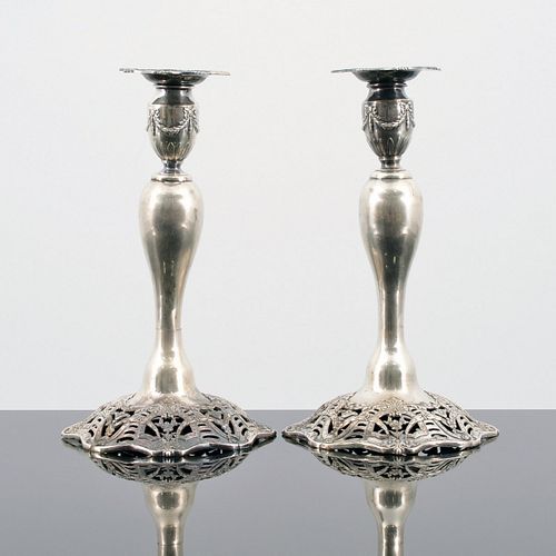 Pair of Black, Starr & Frost Sterling Silver Candlesticks 