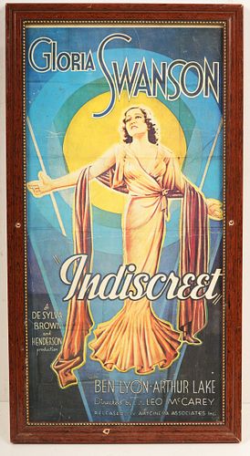 Vintage Gloria Swanson "Indiscreet" Movie Poster 