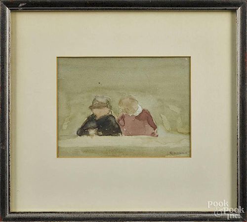 Seymour Remenick (American 1923-1999), watercolor portrait of a couple, signed lower right