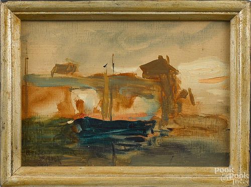 Seymour Remenick (American 1923-1999), two oil on board impressionist harbor scenes