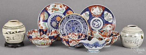 Nine pieces of Chinese export porcelain, 19th/20th c., to include Imari, largest - 11 3/4'' dia.