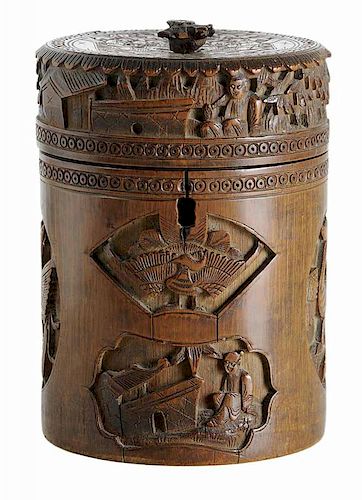 Finely Carved Bamboo Humidor