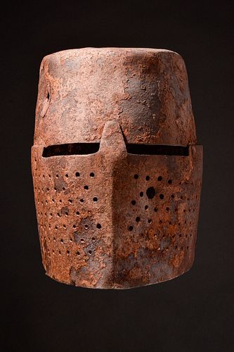 RARE MEDIEVAL IRON GREAT HELM WITH FULL REPORT