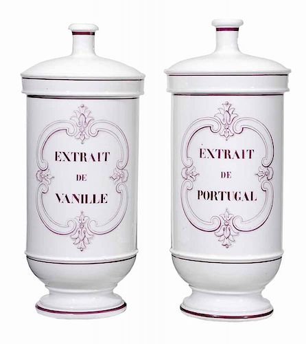 Pair French Porcelain Apothecary