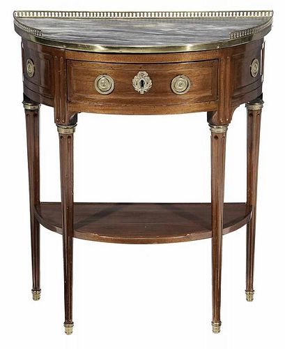 Louis XVI Style Marble-Top and Brass-
