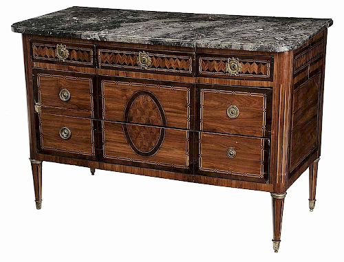 Louis XVI Marble-Top and Parquetry-
