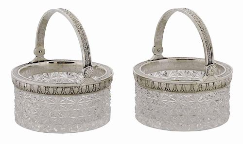 Pair of Faberge Silver and Cut-Glass