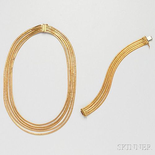 18kt Gold Necklace and Bracelet, Retailed by Cartier