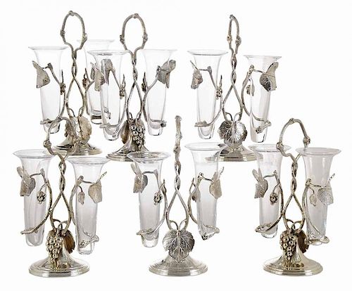 Set of 12 Silver-Plated Table Epergnes