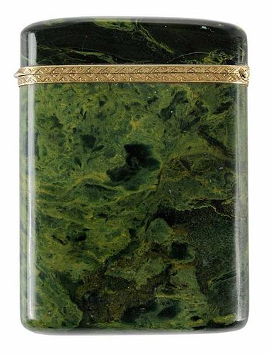 Fine Green Stone Card Case with Gold