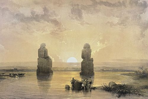 David Roberts - Statues of Memnon at Thebes, During the Inundation