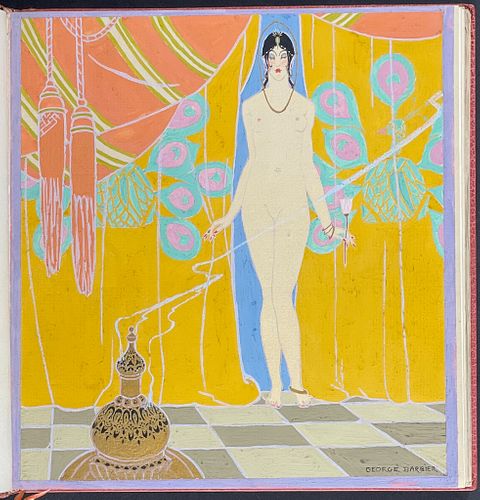 George Barbier's …Cantiques - Beautifully Bound Volume with Original Signed Opaque Painting and 17 Original Printed Illustrations