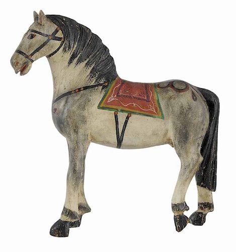 Finely Carved and Painted Wooden Horse
