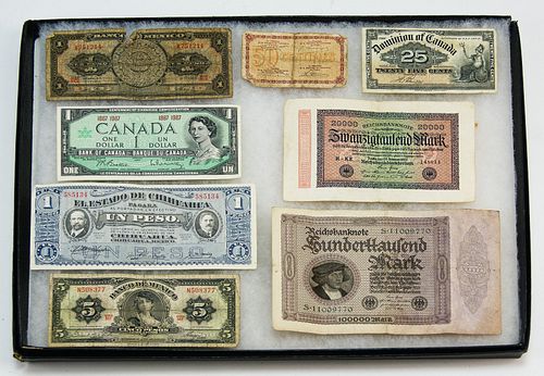 ASSORTED FOREIGN PAPER CURRENCY (8) 