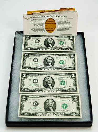 TWO DOLLAR BILLS  TWO WITH CONSECUTIVE NUMBERS 1976