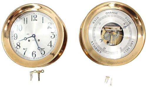 Chelsea Brass Ship's Bell Clock & Barometer Set