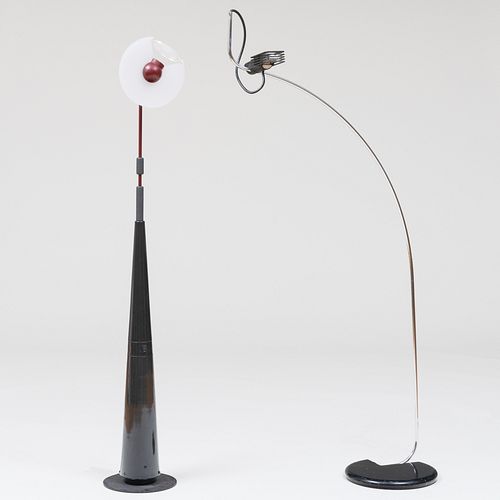 Pier Giuseppe Ramella for Arteluce 'Club 1195 ' Floor Lamp and a Bruno Gecchelin for Oluce 'Wing' Floor Lamp