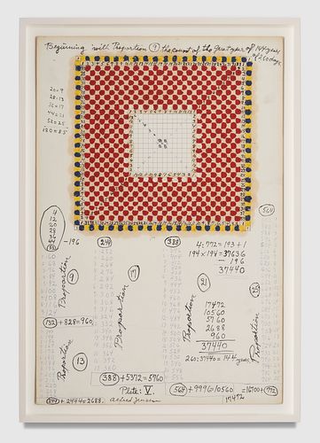 Alfred Jensen, "Beginning with Proportion 9 the count of the great year of 144 years of 260 days", c. 1965