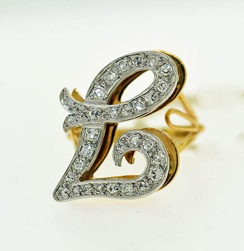 14k Diamond Initial Ring