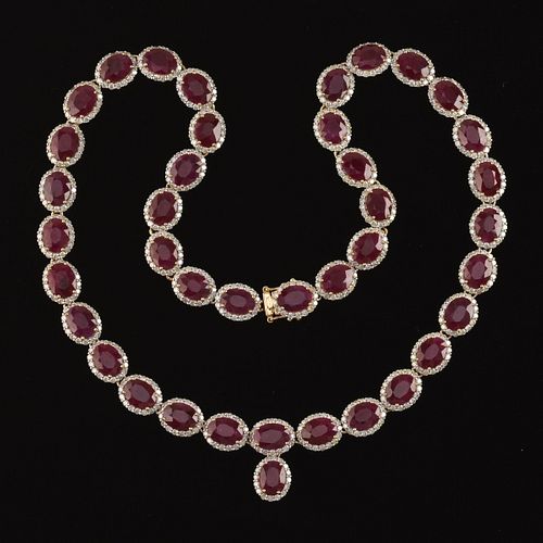 Burmese Ruby and Diamond Necklace, GIA 