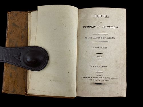 4 Volume Set of Cecilia, by Frances (Fanny) Burney, 9th Edition