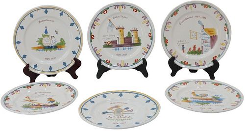 Set of 6 French Hand Painted Bicentennial Plates