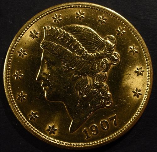 1907 $20 GOLD LIBERTY BU