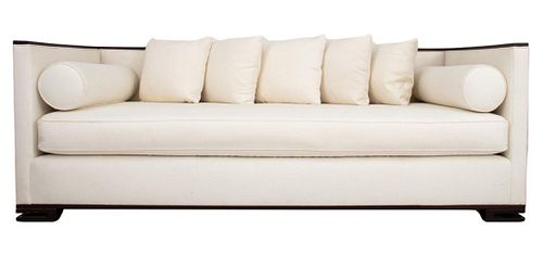 Art Deco Style Upholstered Mahogany Sofa