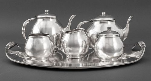 R. Rodriguez Mexican Modernist Silver Tea Service