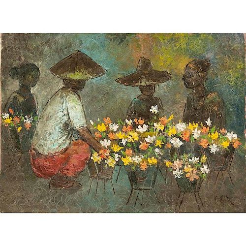 "Flower Vendor" Painting