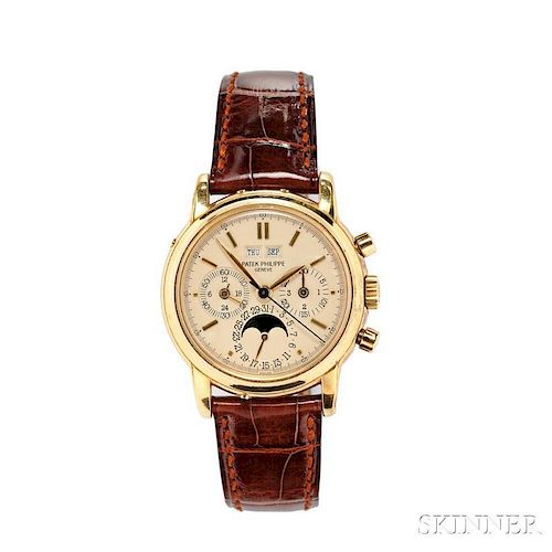 Gentleman's 18kt Gold Perpetual Calendar Chronograph Wristwatch, Patek Philippe