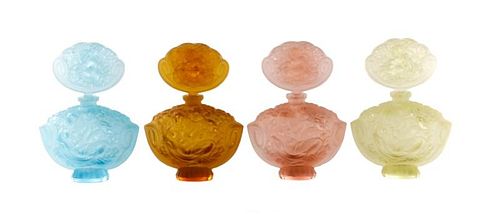Group of 4 Czech Glass Perfume Bottles, F. Halama