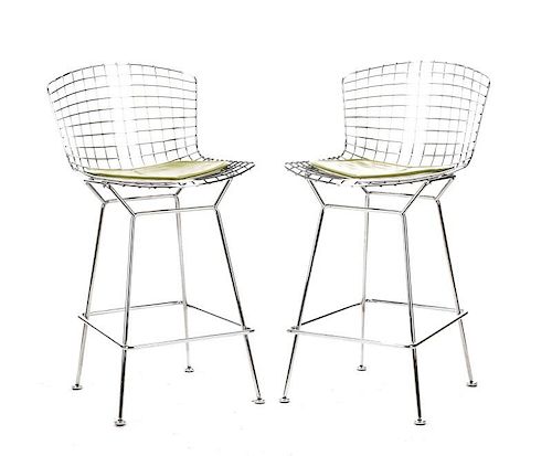 Pair, Attr. Harry Bertoia for Knoll Wire Barstools