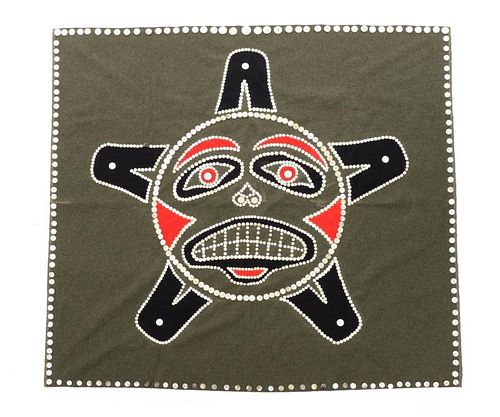 Handmade First Nations Wool Button Blanket