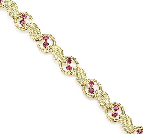 Vintage Ruby Gold Bracelet