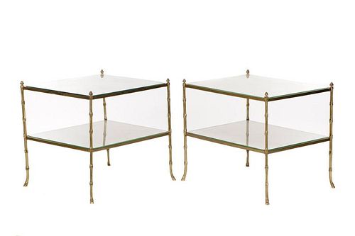 Pair of Maison Bagues Attr. Bamboo Motif Tables