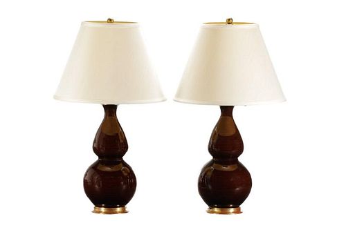 Pair, Christopher Spitzmiller Double Gourd Lamps