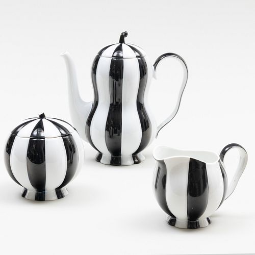 Josef Hoffmann for Vienna Porcelain Factory Three-Piece Porcelain 'Melon Mocha' Service