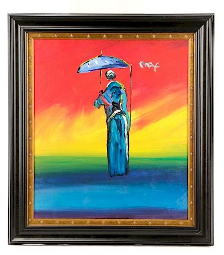 Peter Max, "Umbrella Man", Acrylic on Canvas Orig.