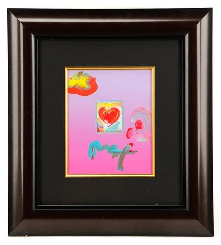 Peter Max, "Heart", Signed Mixed Media