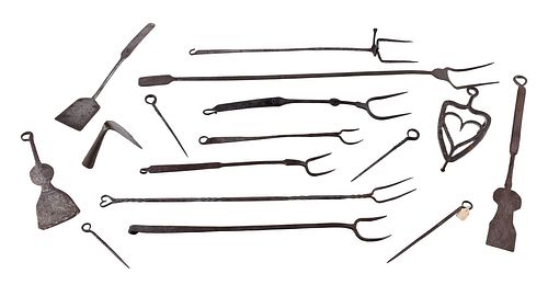 16 Assorted Wrought Iron Tools and Utensils