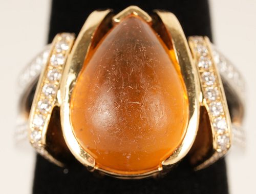 John Atencio 18K Gold Cocktail Citrine Diamond Ring