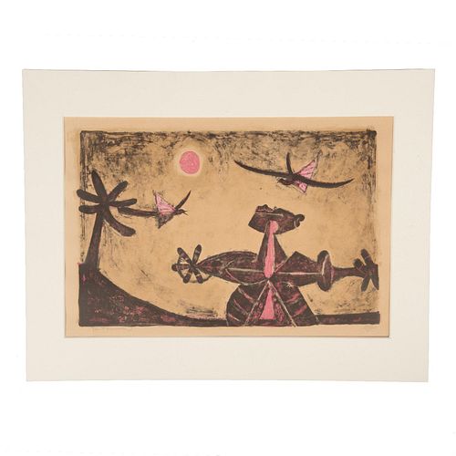 RUFINO TAMAYO, Observador de pájaros, 1950, Firmada Litografía 197 / 200, 34 x 50 cm imagen / 57 x 38.5 cm papel