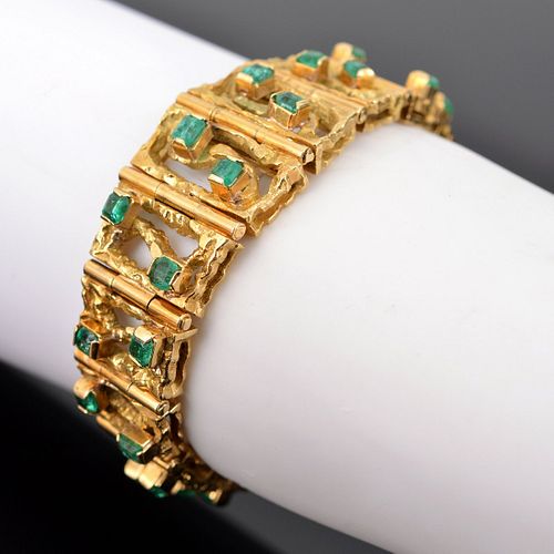18K Gold & Emerald Estate Bracelet