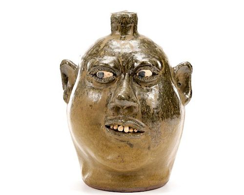 Signed Lanier Meaders Face Jug with Six Teeth