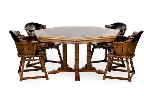 RomWeber Viking Oak Poker Table & Four Chairs