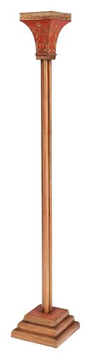 Neoclassical Wood and Tole Torchiere Floor Lamp